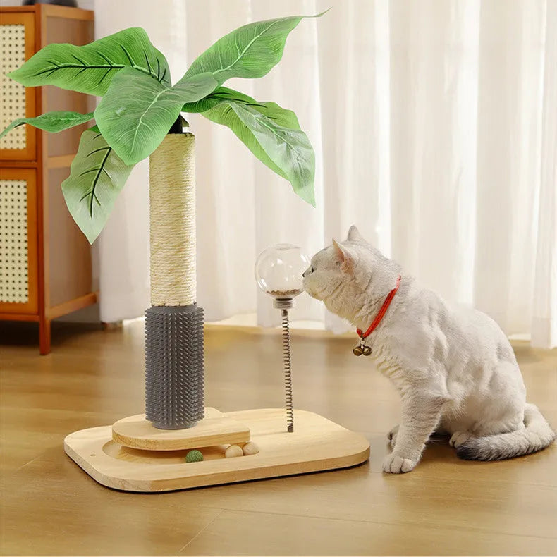 Vertical wooden cat scratching post with canna colour finish and simple design