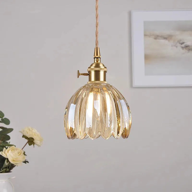 Nordic style glass flower chandelier in bedroom setting with multiple colour options
