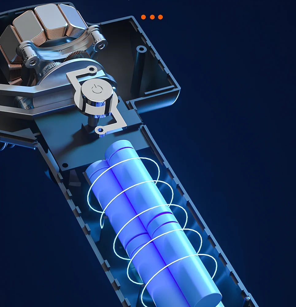 Black portable fascia massage gun with USB charging port and compact 23cm design for muscle recovery