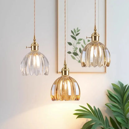 Nordic style glass flower chandelier in bedroom setting with multiple colour options