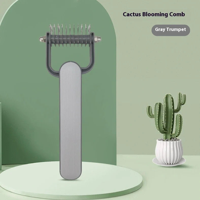 Fashion Creative pet hair unknotting comb with stainless steel teeth in green and grey colours, small and large sizes