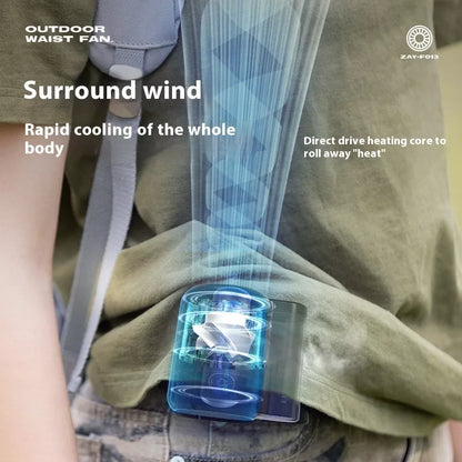 Portable USB charging waist and neck fan in white, green, or black