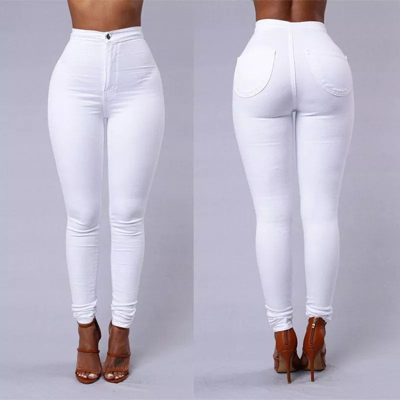 Women's high waist stretch skinny jeans in candy colors