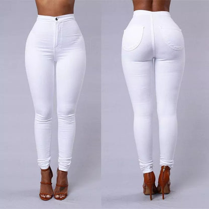 Women's high waist stretch skinny jeans in candy colors