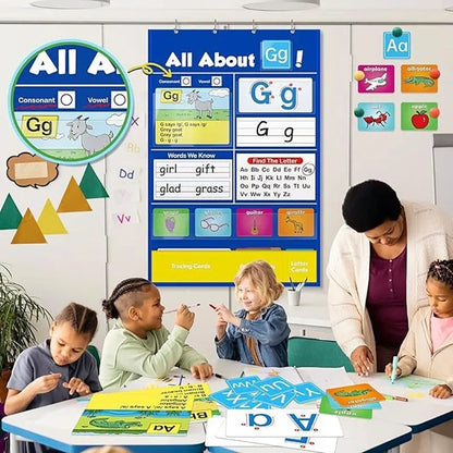 60x40cm learning chart with alphabet cards in sleeve for home education