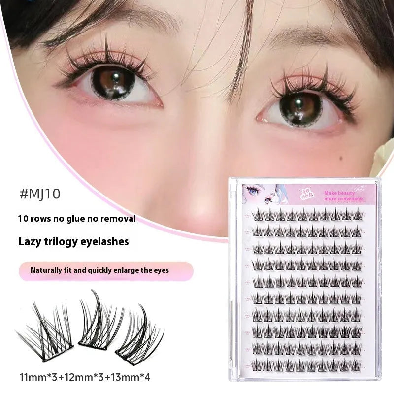 Glue-free self-adhesive false eyelashes in 0.07C high-grade fibre with hardcover seven-row packaging