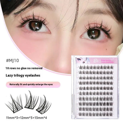 Glue-free self-adhesive false eyelashes in 0.07C high-grade fibre with hardcover seven-row packaging