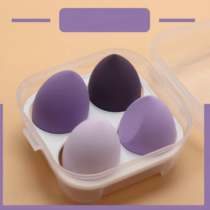 Four Beauty Egg makeup eggs in different colours with diagonal cut design, each measuring 60x40mm