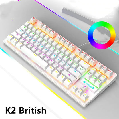 ABS mechanical gaming keyboard in black, white, blue, or pink colour options