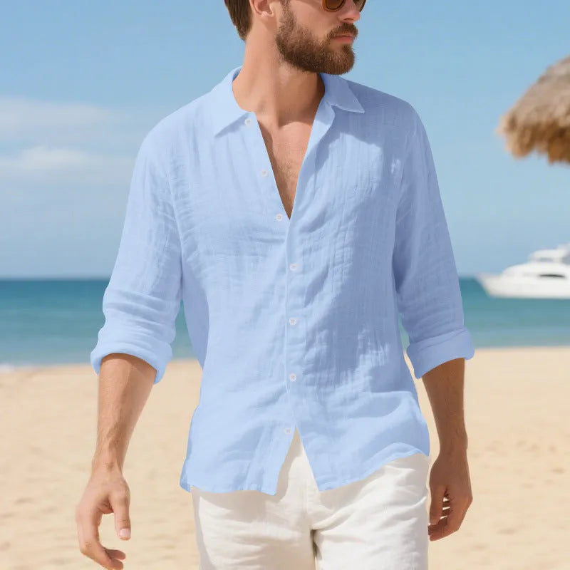 Linen American style loose casual shirt in multiple colours including Army Green and navy blue