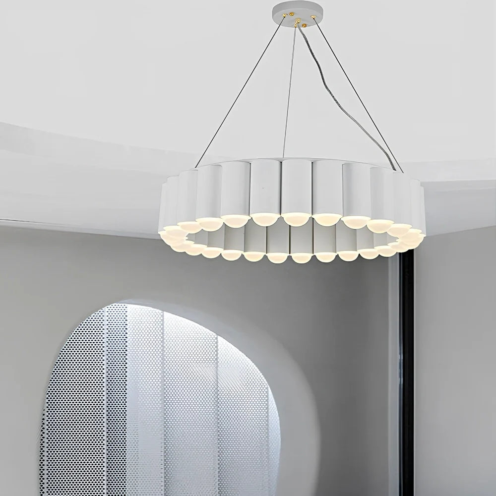 Nordic fish chandelier with electroplated aluminium and PMMA shade in gold, silver, black, or white finish