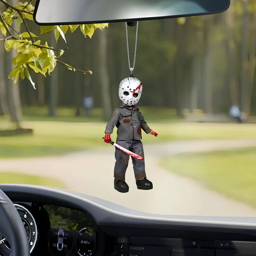 Halloween keychain ornaments showing 12 character designs including white masks and pumpkin holders