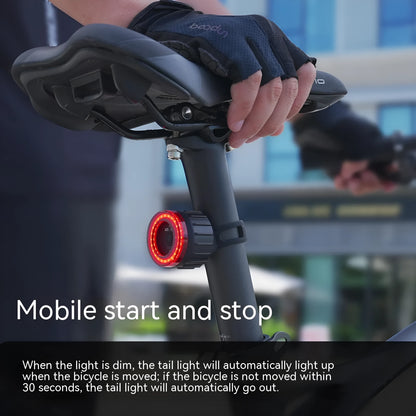 Black intelligent induction brake taillight for bicycles with seat tube bracket