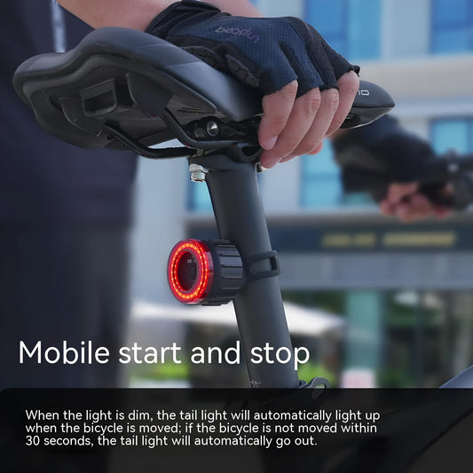Black intelligent induction brake taillight for bicycles with seat tube bracket