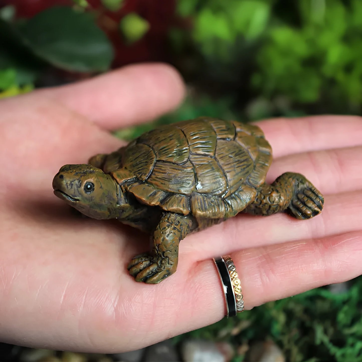 Handcrafted resin turtle garden ornament with realistic details for outdoor decoration