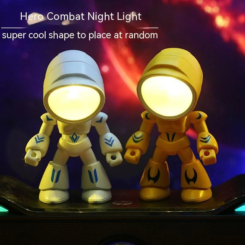 Mini LED Hero Robot Table Lamp with adjustable arms and 360° rotating head in various colors