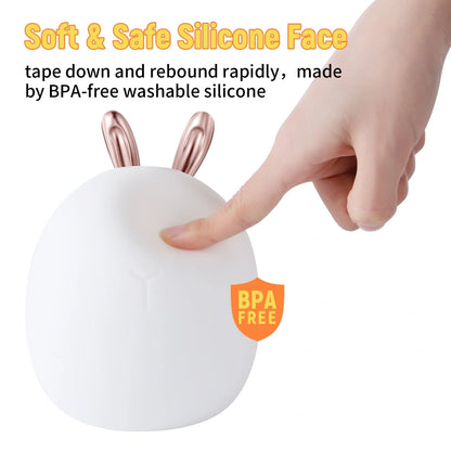 Adjustable silicone baby night light with touch control in deer and rabbit designs