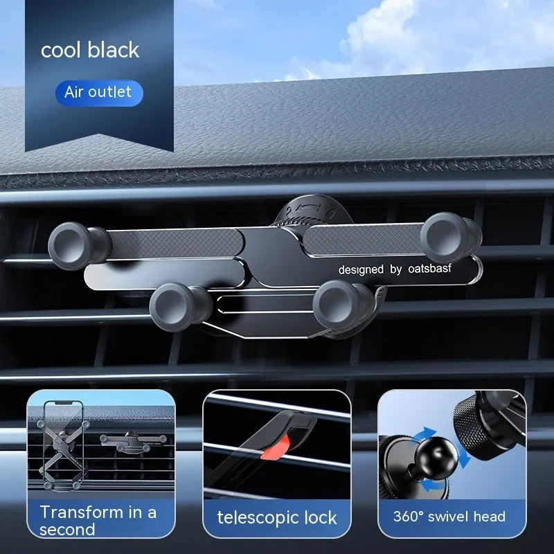 Aluminium alloy car phone mounting bracket showing snap-on design with silver finish