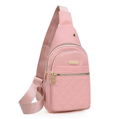 Oxford cloth crossbody sports chest bag showing plaid pattern and colour options