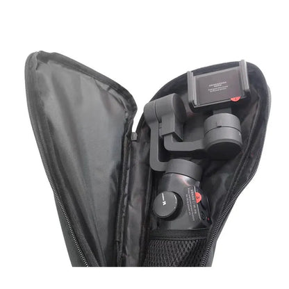 Black cloth storage bag for mobile phone stabilizer accessories measuring 20cm x 15cm x 5cm