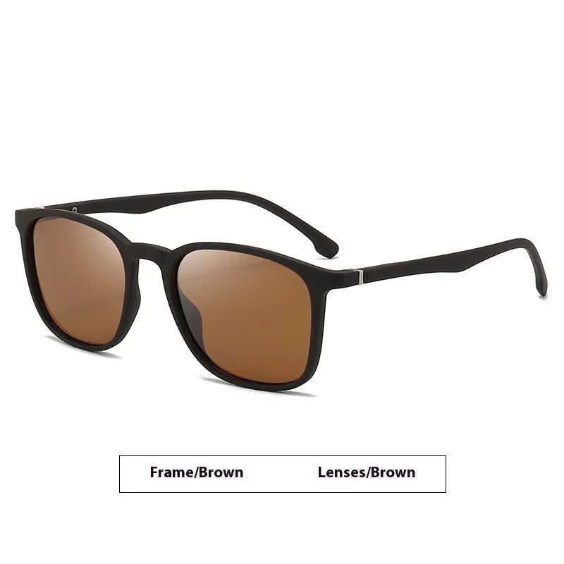 Men's polarised sunglasses with PC frame and elastic paint on spectacle foot for grip