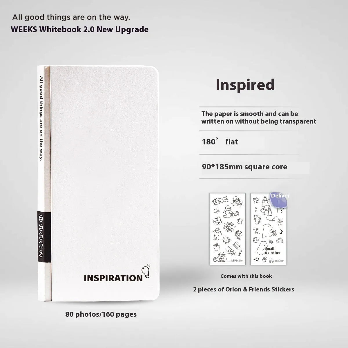 Plaid grid notebook with paper cover, 14.8 x 21 cm, includes vinyl stickers for customisation