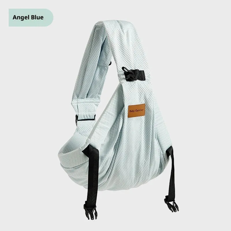 Breathable front baby sling in beige, size M, 9kg max load, multi-functional strap for 0-48 months