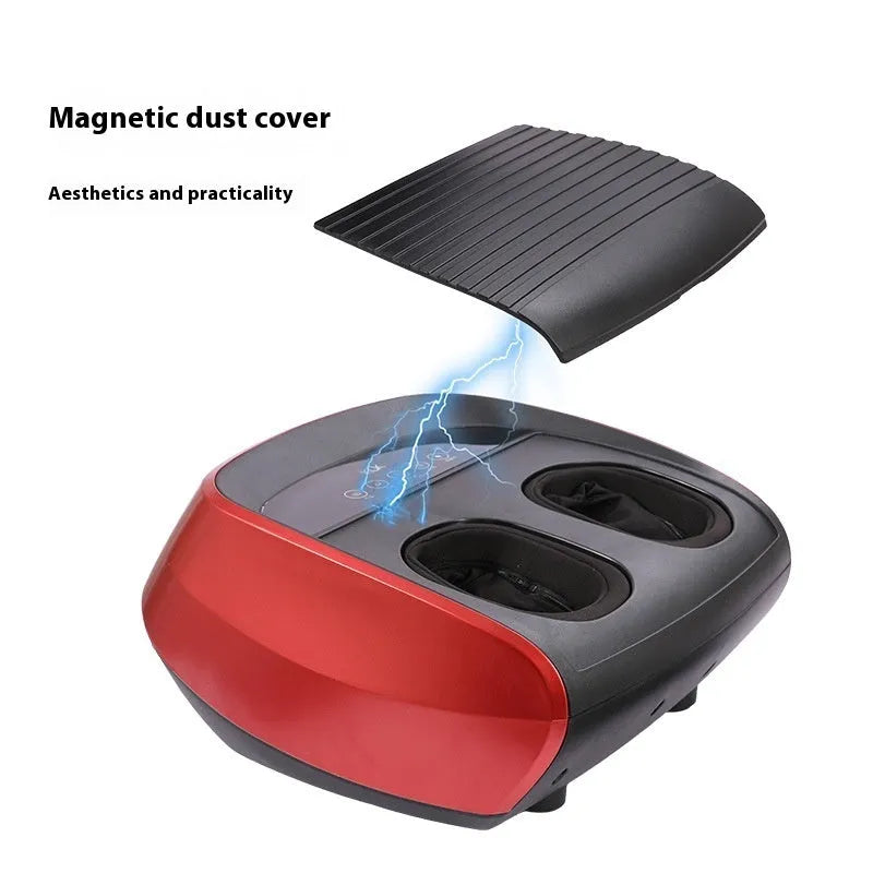 Flip automatic home foot sole foot massager smart with infrared physiotherapy and timer function for relaxation and circulation, available in black, red, and white colours with international plug options including UK, US, EU and AU