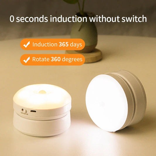 Motion-activated light with rotating design for customizable illumination in corridors, garages, and wardrobes