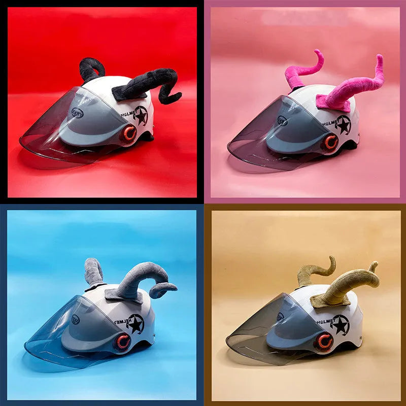 Pair of composite fibre demon horn ornaments for motorcycle helmets in four colour options