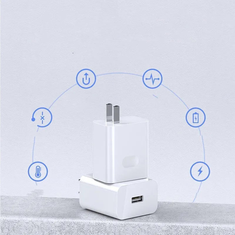White 40W USB fast charger set with QC3.0 protocol and 5A charging cable