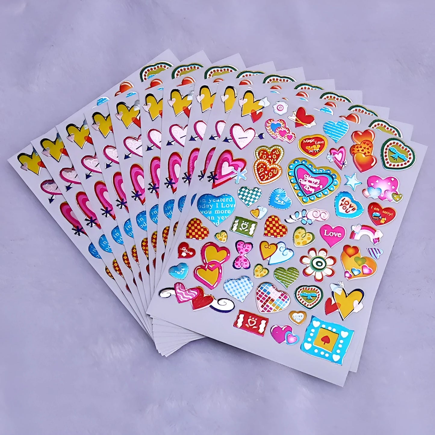 100 heart-shaped cartoon reward stickers in waterproof plastic with adhesive backing