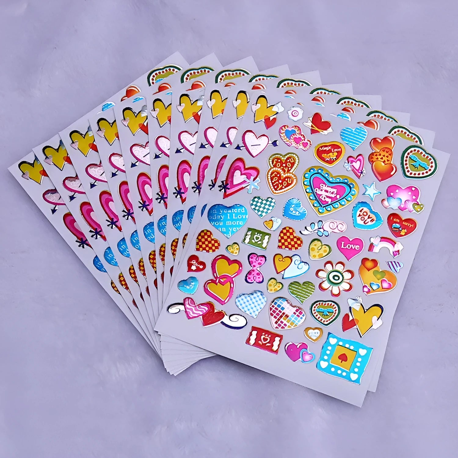100 heart-shaped cartoon reward stickers in waterproof plastic with adhesive backing