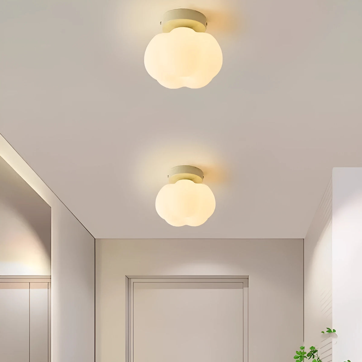 Surface mounted or concealed LED ceiling lamp with iron body and PVC shade for living room, entrance, or corridor