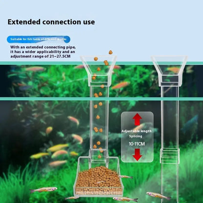 Fish tank feeding dish set with three plastic tubes, cleaning brushes, and feed spoons.