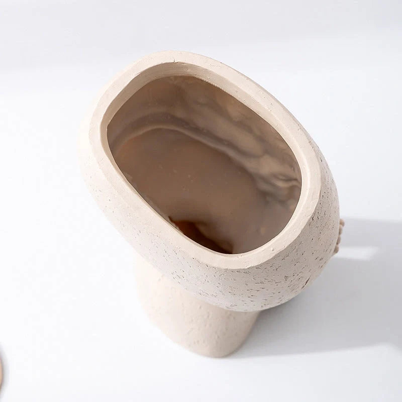 Resin forest decoration vase in coffee and white for home and garden decor