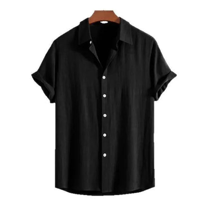 Men's loose multi-colour beachwear cardigan with short sleeves in black, green, or white solid colours