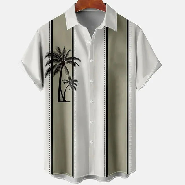 Men's slim fit short sleeve shirt with colourful 3D digital floral print on polyester fabric