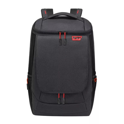 Black nylon game console storage bag for PS5 and games kit, 49 x 33 x 24cm, sewn construction