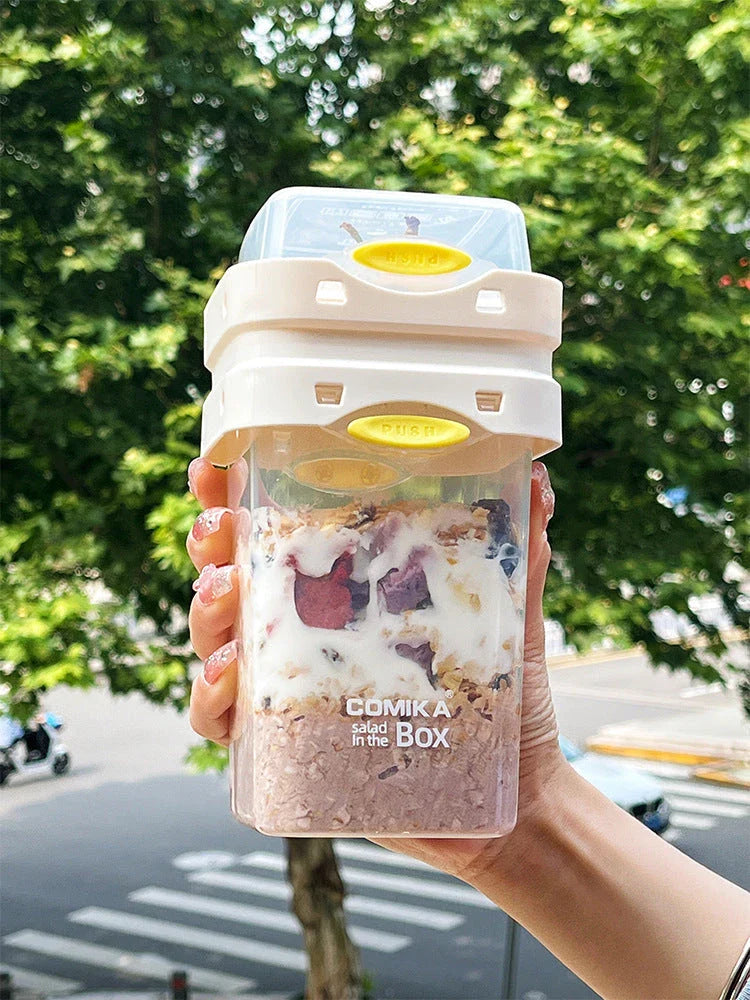Versatile Meal Prep Container with Dual Compartments for Portable Lunch Box