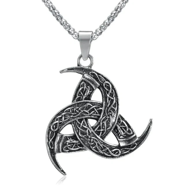 Stainless steel Norse rune necklaces with various Viking symbols and designs