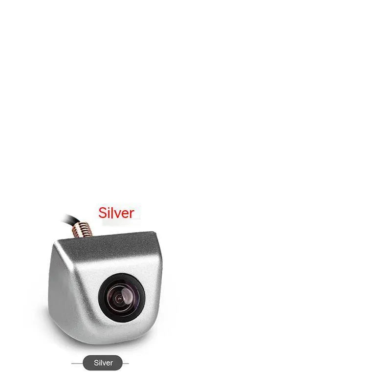 Black screw-mount HD waterproof rearview camera for cars with night vision, shown with connection cable.