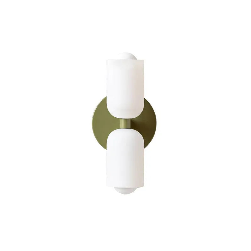 Cream base double head wall lamp with white glass shade and iron body, 220V wall light