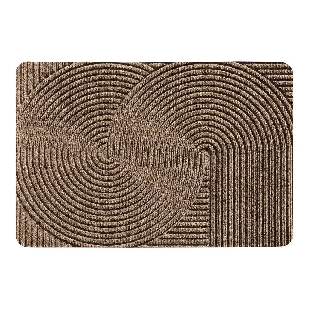 Silk ring entrance carpet 60x90cm with wire rings, cartoon anime pattern, alien shape in blue grey green khaki options