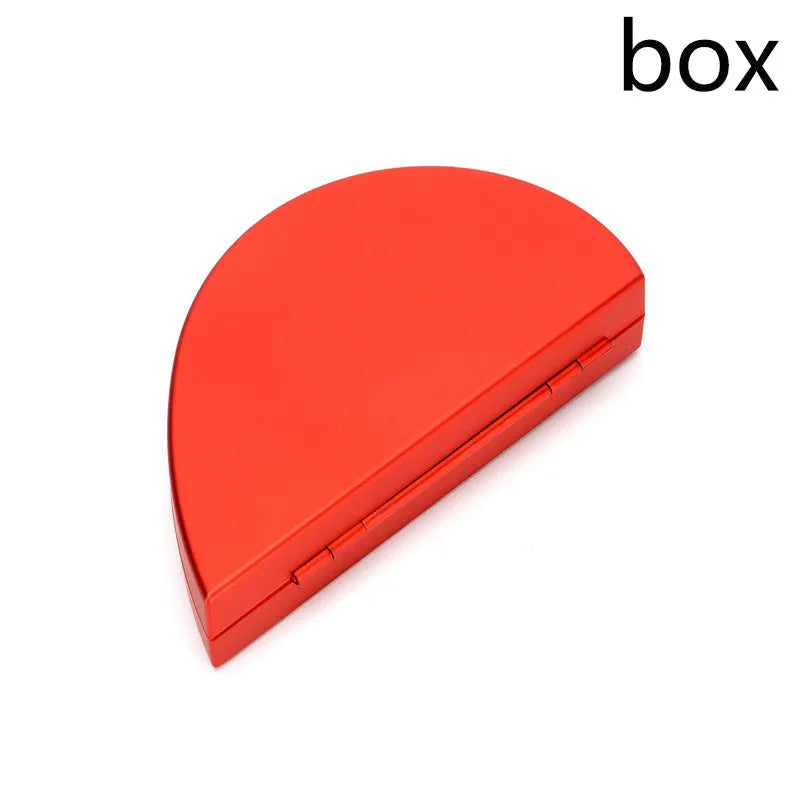 Red 3D heart-shaped plastic ring box with rose decoration on a rotating stand