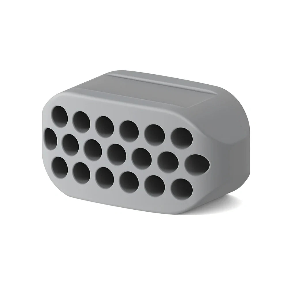 Compact black silicone jaw trainer for muscle shaping, food-grade material, portable at 5cm size for daily facial exercises