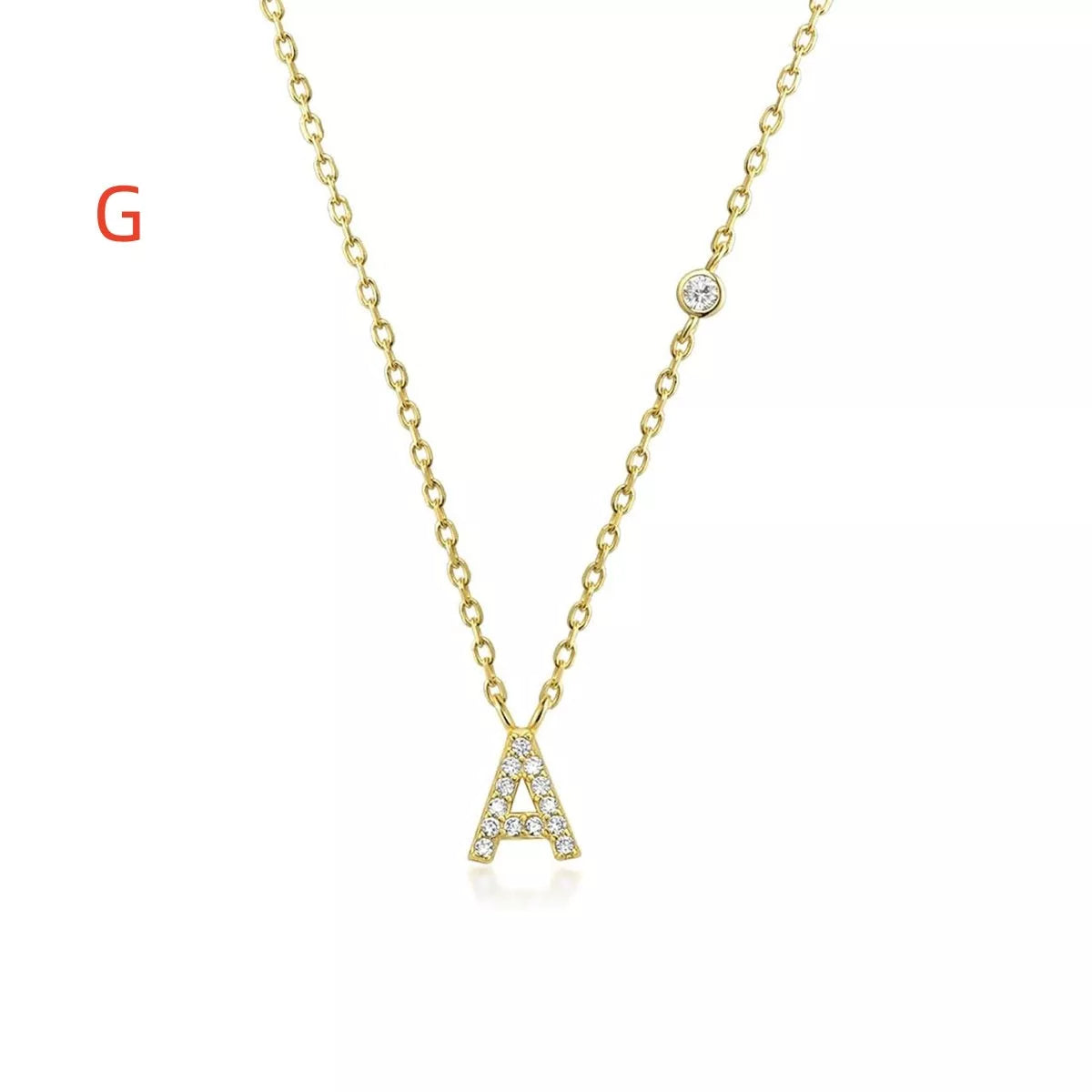 Custom Initial Necklace with sparkling CZ pendant, available in gold or silver finish