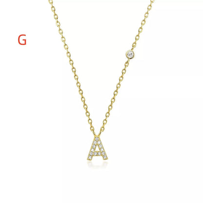 Custom Initial Necklace with sparkling CZ pendant, available in gold or silver finish
