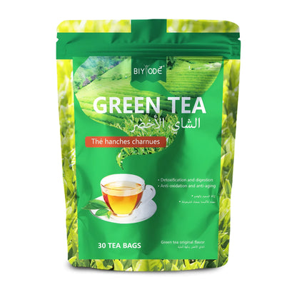 Green tea bag herbal supplement box with 30 bags, OEM ODM custom formula and GMP HALAL COA certificates