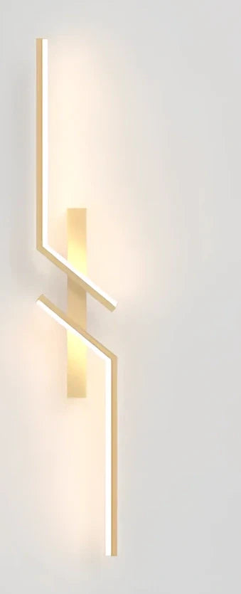 Modern minimalist strip wall lamp in black or gold, 60-120cm length with 3-colour LED lighting